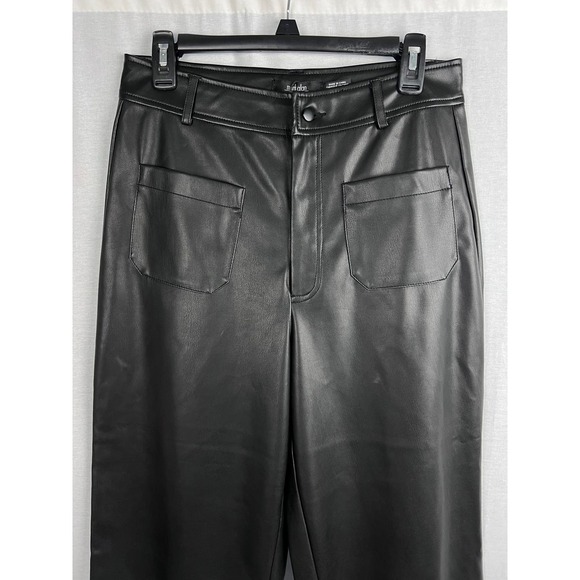 NEW Mark Alan Black Faux Vegan Leather Wide Leg Crop Modern Mob Wife Work Pants - Picture 3 of 6